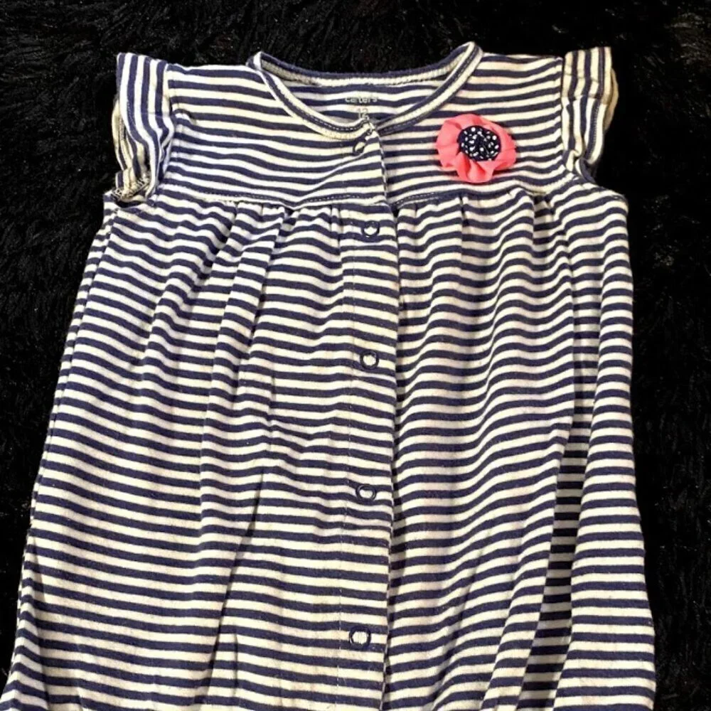 Carter's Girl Stripe Applique Floral Onesie